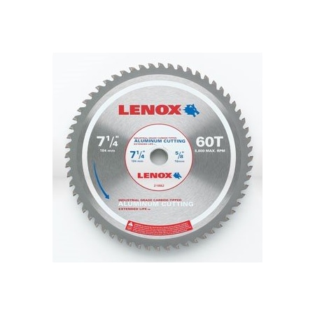 Lenox Circular Saw Blade, 7-1/4in. 60T CIRCULAR BLADE-ALUMINUM LEN21882